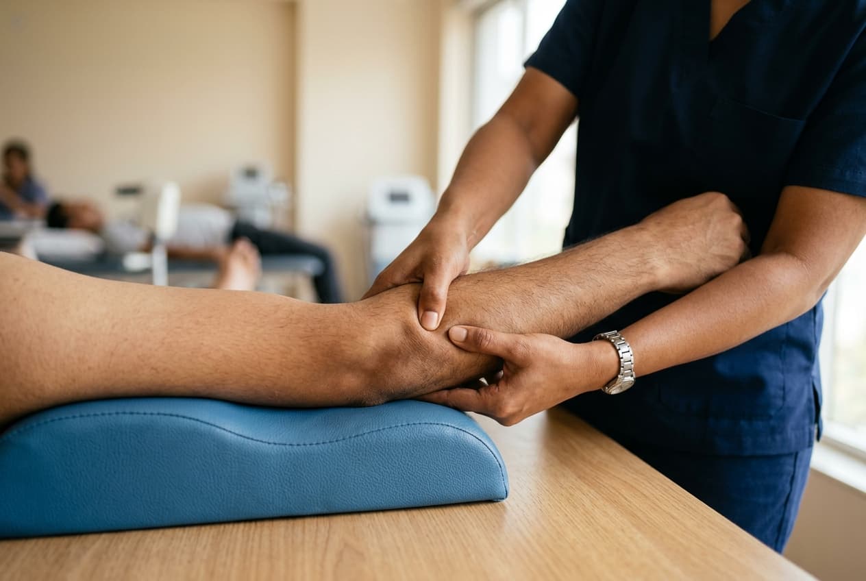 Clinical deep transverse friction and medial epicondyle tendon rehabilitation for Golfer's Elbow at Zen Physiotherapy Clinic Nashik