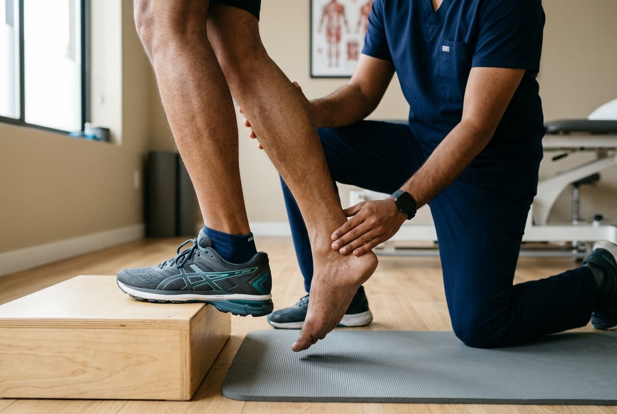 Alfredson eccentric heel drop exercise for Achilles tendinopathy recovery