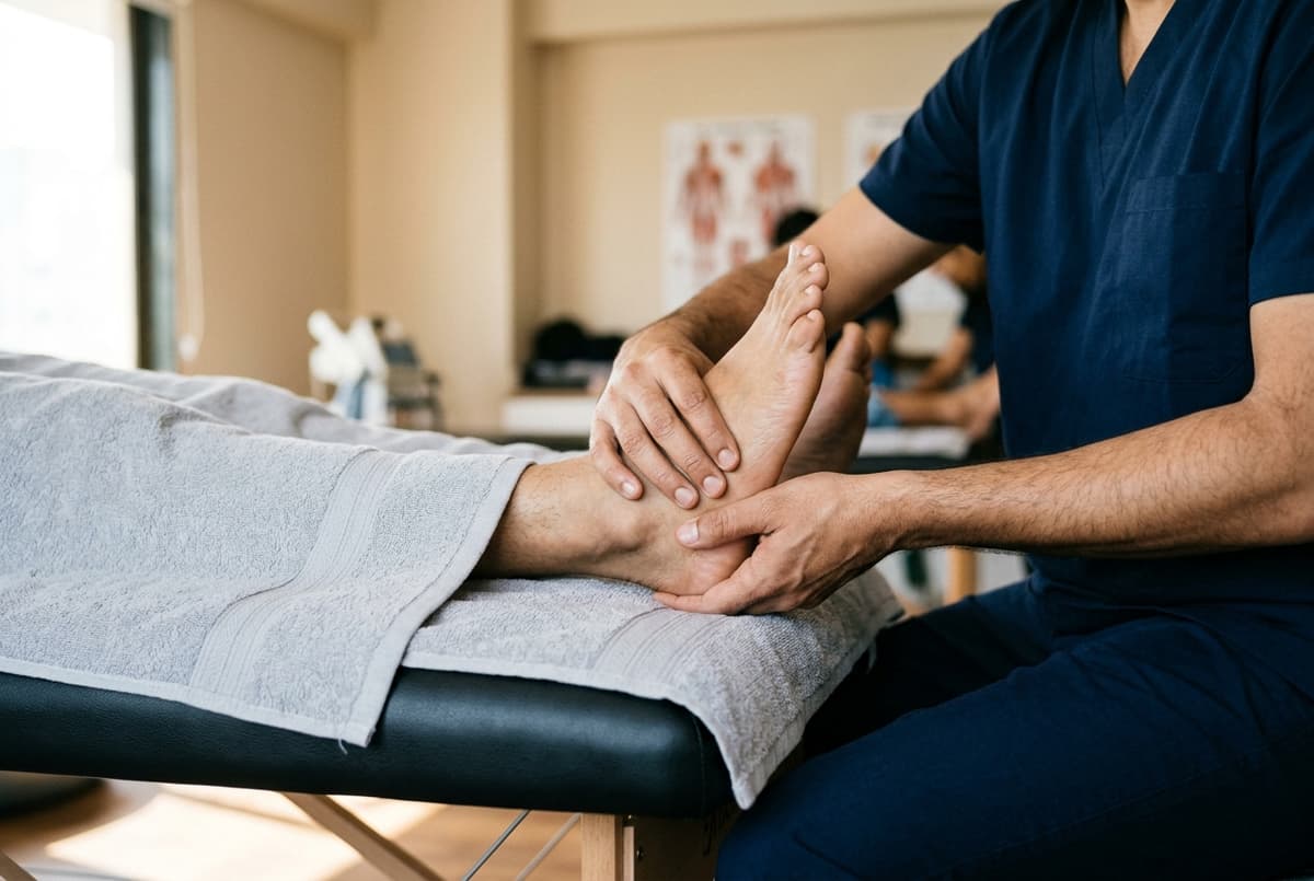 Manual subtalar and midtarsal joint play mobilization for foot stiffness and mobility at Zen Physiotherapy Clinic Nashik