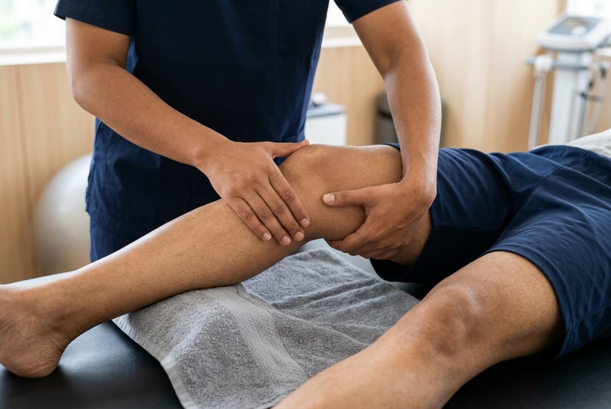 Supine tibiofemoral rotational mobilization and joint distraction for meniscus injury at Zen Physiotherapy Clinic Nashik