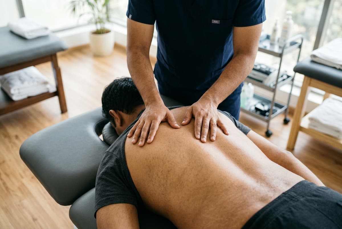 Clinical ischemic trigger point compression and thoracic myofascial release for upper back pain at Zen Physiotherapy Clinic Nashik