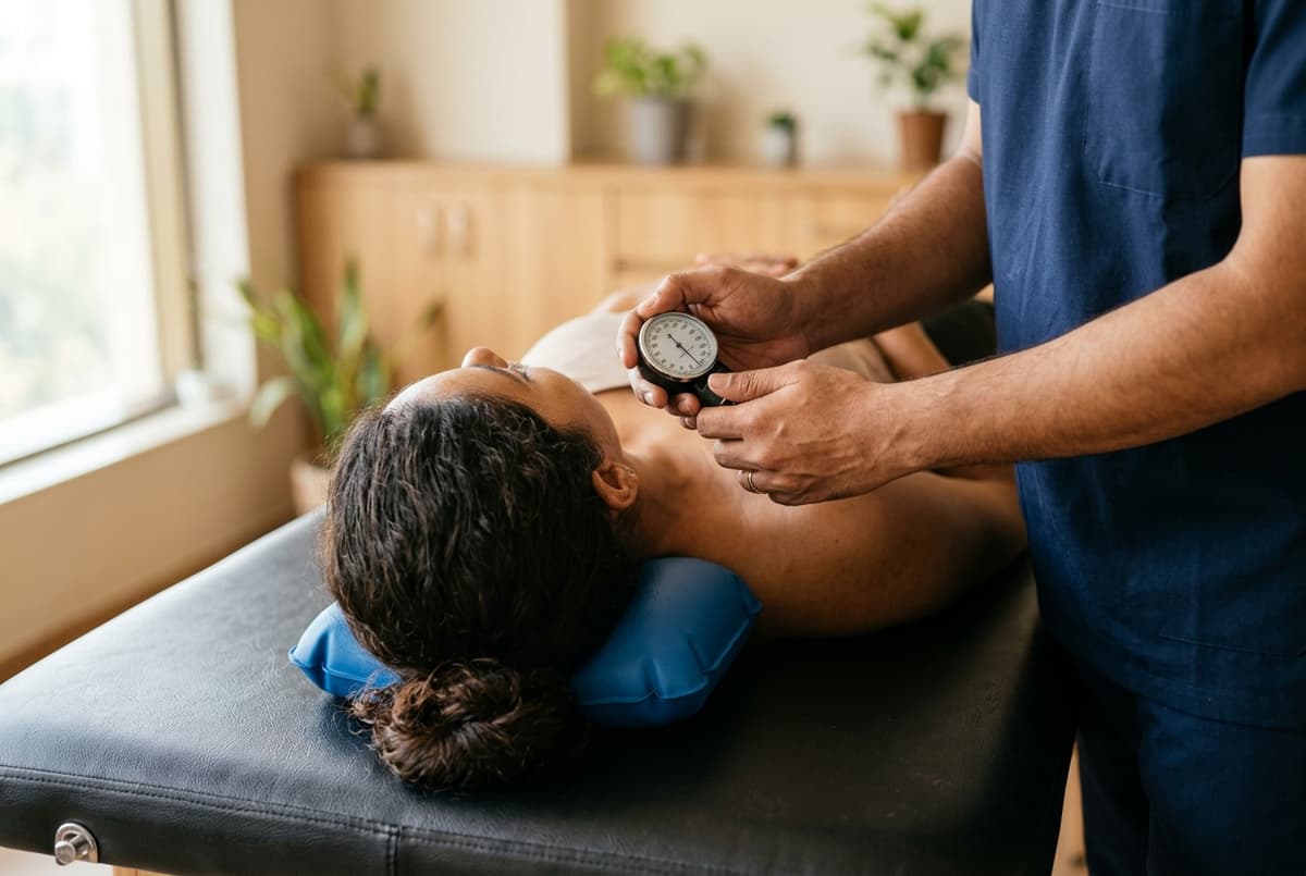 Pressure biofeedback stabilizer pad deep cervical flexor retraining for whiplash at Zen Physiotherapy Clinic Nashik
